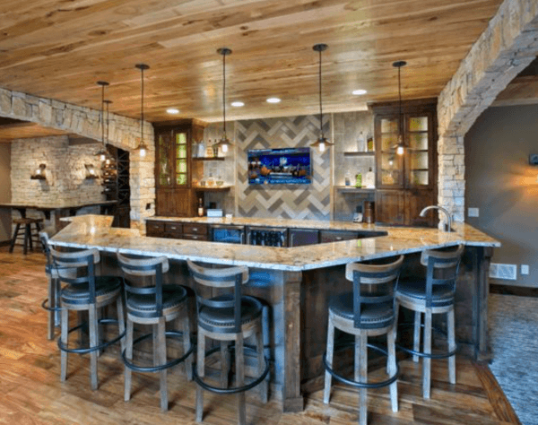 Wood Ceiling Rustic Bar Ideas