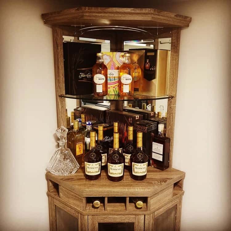 wood corner liquor cabinet 