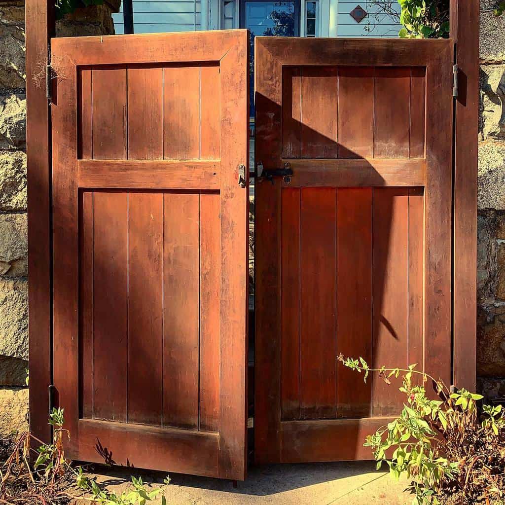 stained wood garden gate