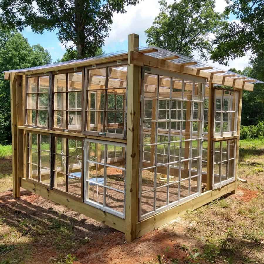 diy wood frame glasshouse bing built