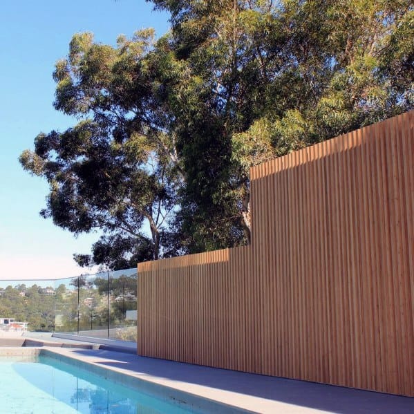 modern wood panel fence