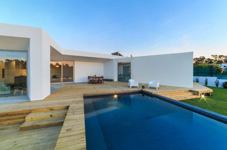 wood deck pool patio