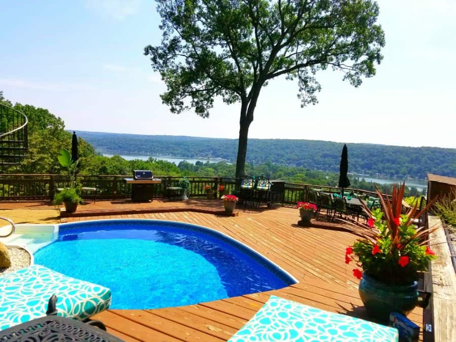 wood pool deck with views