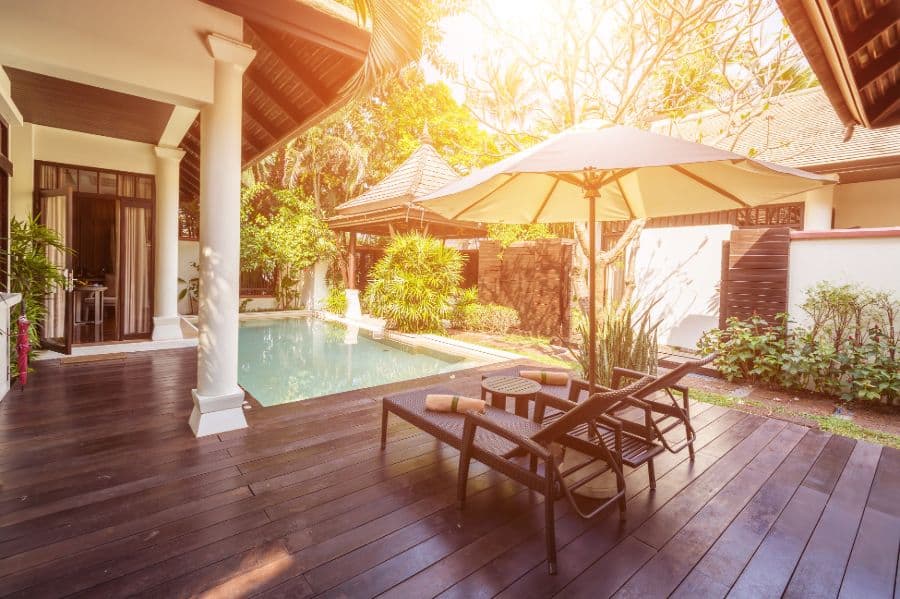 wood pool deck resort