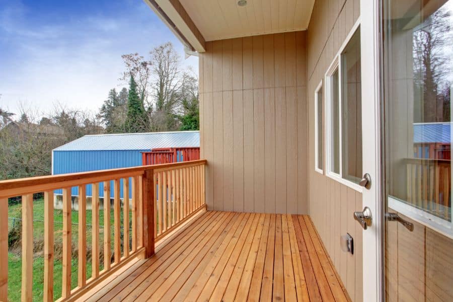 wood deck with railing 