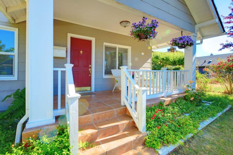 wood porch railing home