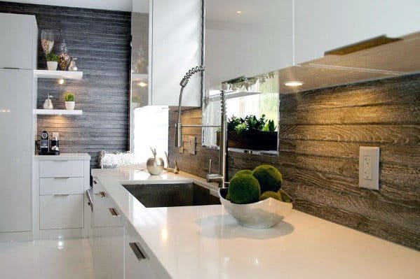 dark wood backsplash