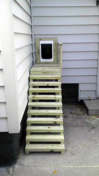 Wood Staircase From House Doggy Door Ideas