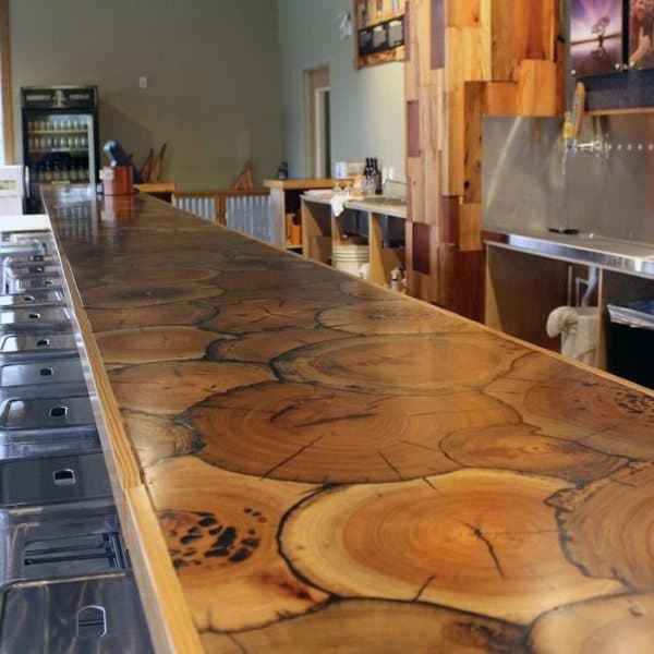 Wood Stump Epoxy Rustic Home Bar Top Ideas