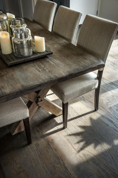 Wood Table And Vintage Flooring Rustic Dining Room Ideas