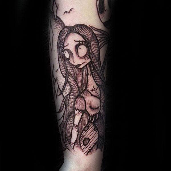 Woodcut Sally Night Before Christmas Mens Forearm Tattoos