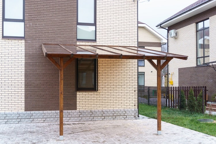 small wood carport glass roof