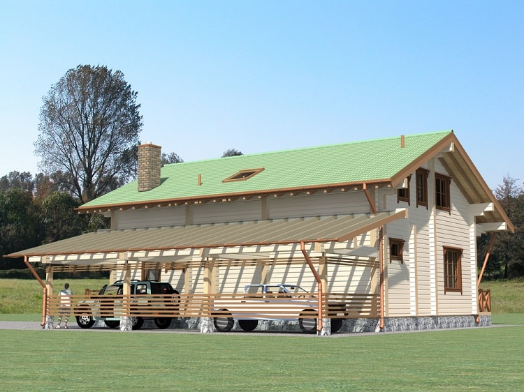 two car wooden carport 
