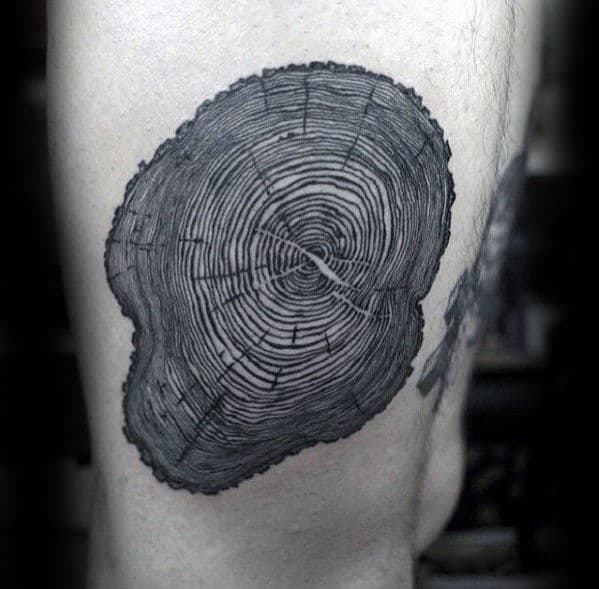Woodgrain Tree Guys Small Thigh Tattoo