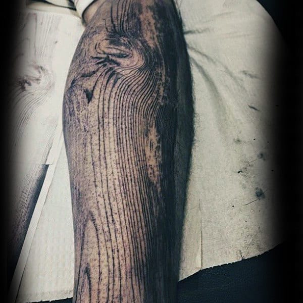 Woodgrain Unique Mens Leg Sleeve Tattoos