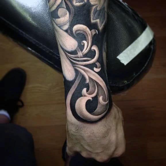 Wrist And Forearm Male Amazing Filigree Tattoos