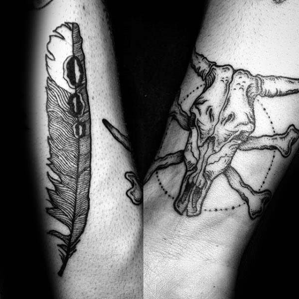 Wrist Bull Skull With Crossbones Male Tattoos