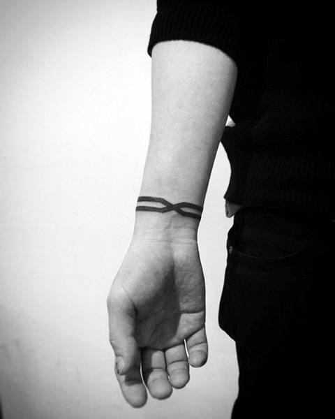Wrist Crossed Black Band Tattoo Designs