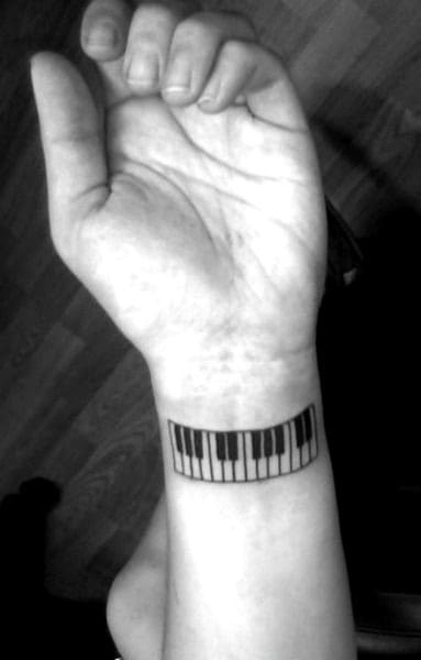 Wrist Guys Piano Keys Black Ink Tattoo Ideas