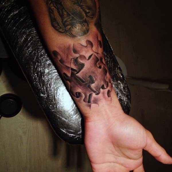 Wrist Guys Puzzle Tattoo Ideas