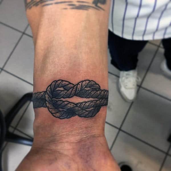 Wrist Knot Tattoos For Men With Old School Design