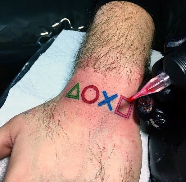 Wrist Male Cool Playstation Tattoo Ideas