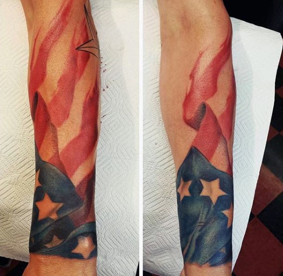 Wrist Male Mexican American Flag Tattoos