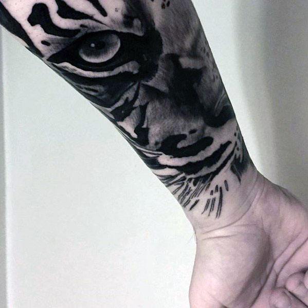 Wrist Masculine Tiger Eyes Tattoos For Men