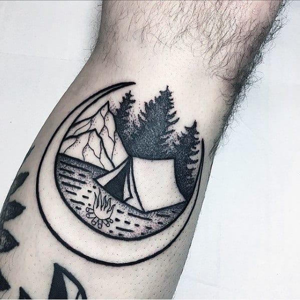 Wrist Moon Male Cool Tent Tattoo Ideas
