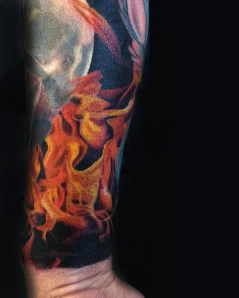 Wrist Realistic Flame Tattoos For Men