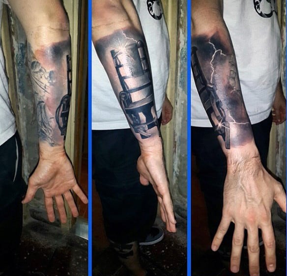 Wrist Realistic Lightning Tattoo Designs For Males