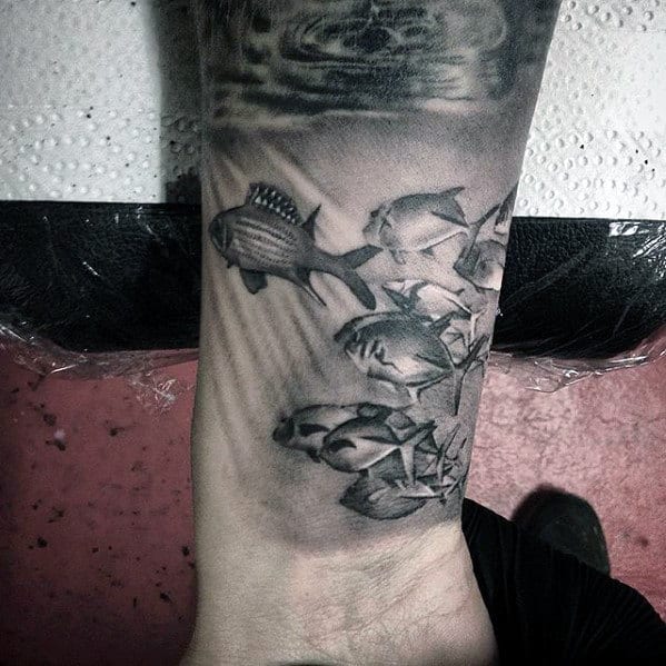 Wrist School Of Fish Mens Sweet Tattoo Design Ideas
