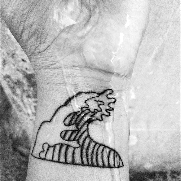 Wrist Simple Wave Black Ink Male Tattoo Designs