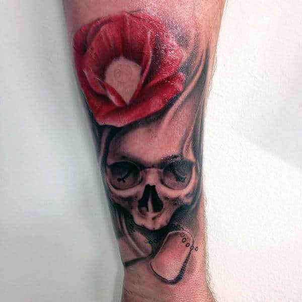 Wrist Skull Poppy Male Tattoos