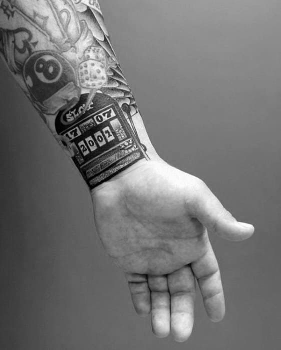 Wrist Slot Machine Mens Tattoo Designs