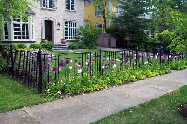 wrought iron black front yard fence