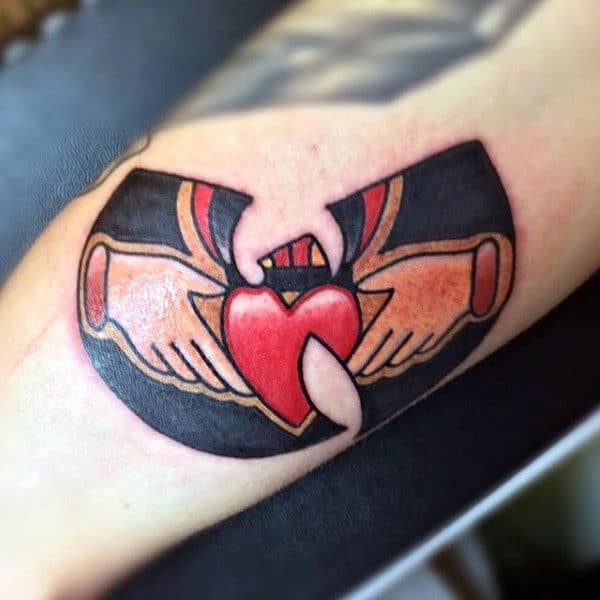 Wu Tang Themed Claddagh Heart Tattoo For Guys