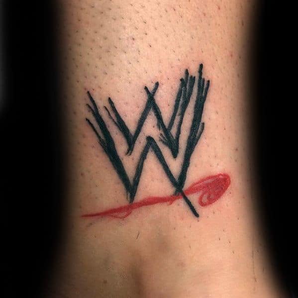 Wwe Lower Leg Mens Tattoo With Wrestling Design