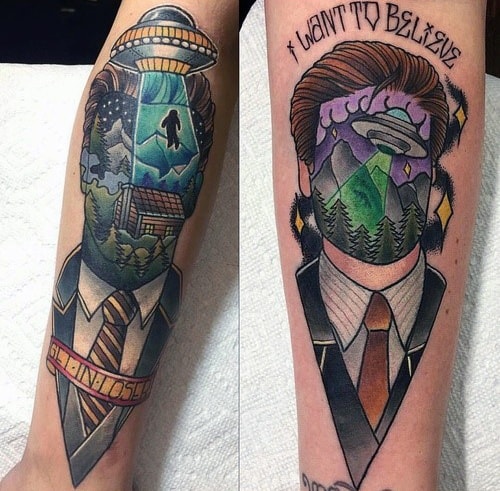 X Files Inner Forearm Guys Tattoos With I Want To Believe Design