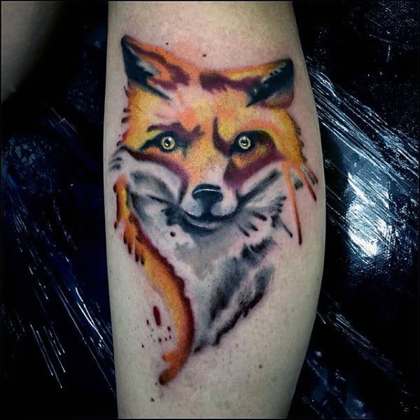 Yellow Eyed Fox Tattoo Mens Forearms
