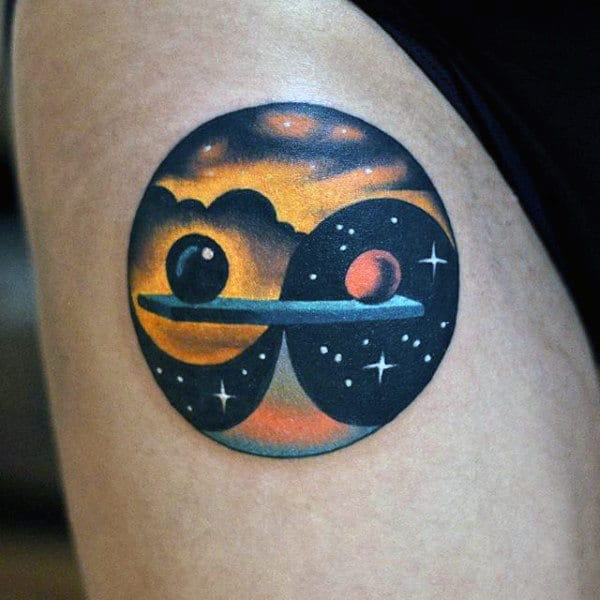 Yin Yang Male Arm Circle Tattoo With Modern Design