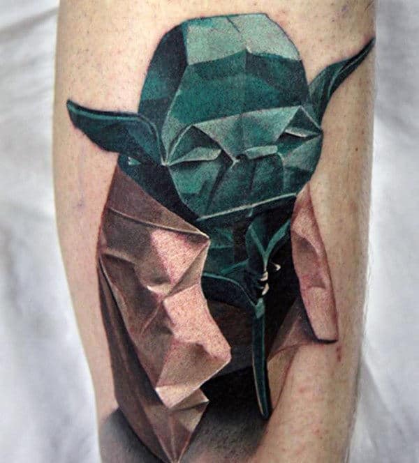 Yoda Mens Origami 3d Forearm Tattoo