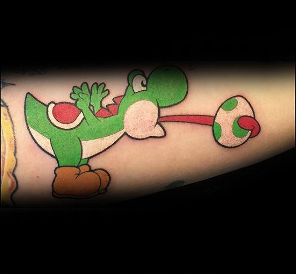 Yoshi Forearm Tattoo Design On Man