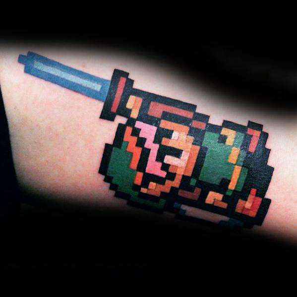 Zelda Arm Mens Cool Pixel Tattoo Ideas