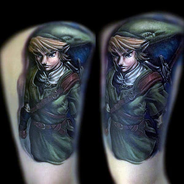 Zelda Thigh Tattoos For Men With Realistic Designs