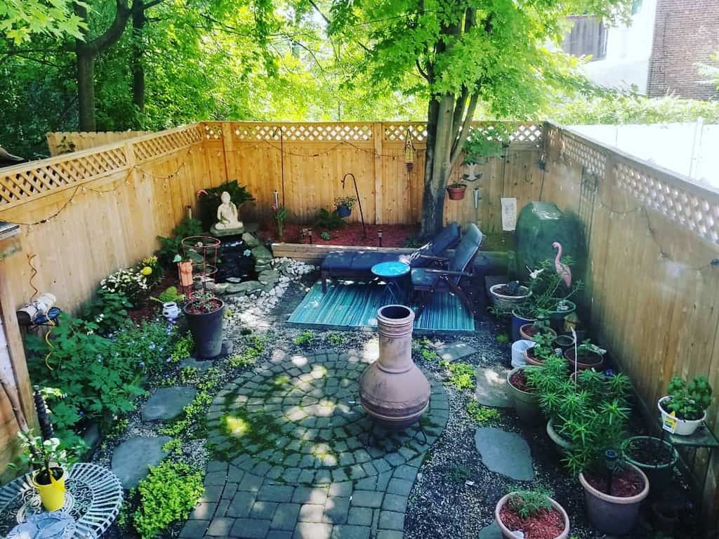 small zen garden in backyard