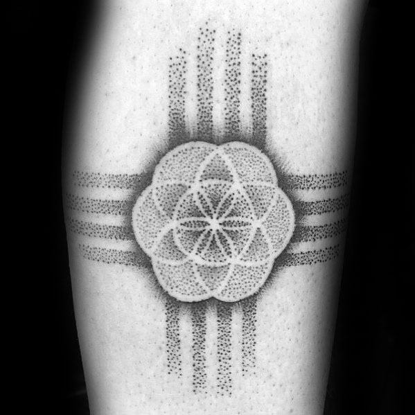 Zia Male Tattoos Dotwork Geometric Flower Of Life Design On Frearm